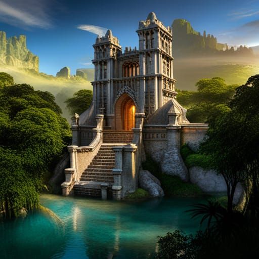Mayan Temple in Jungle: Detailed Matte Painting