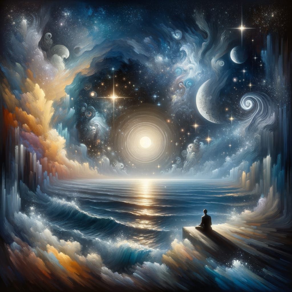 Surreal Moonlit Ocean Portal in Early 20th-Century Style