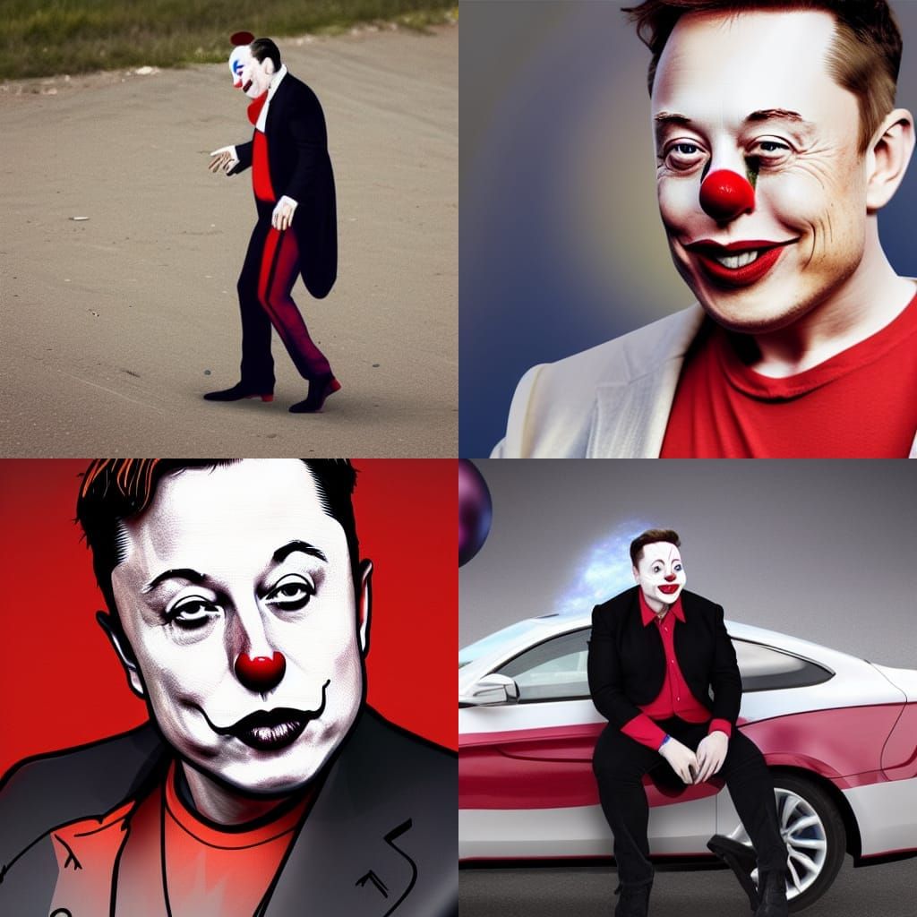 Elon Musk Caricature as a Clown