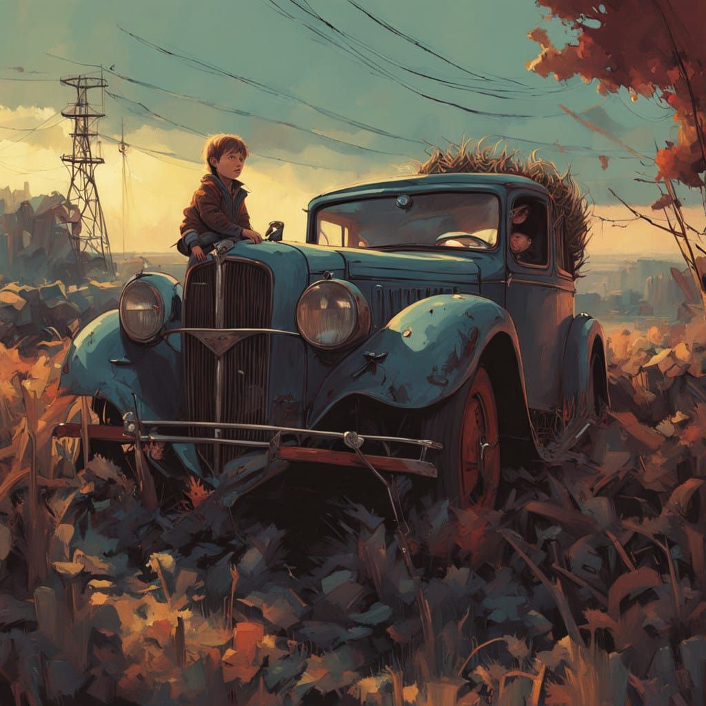 Cheeky Country Boy Cruises Hot Rod in Whimsical Stormy Lands...