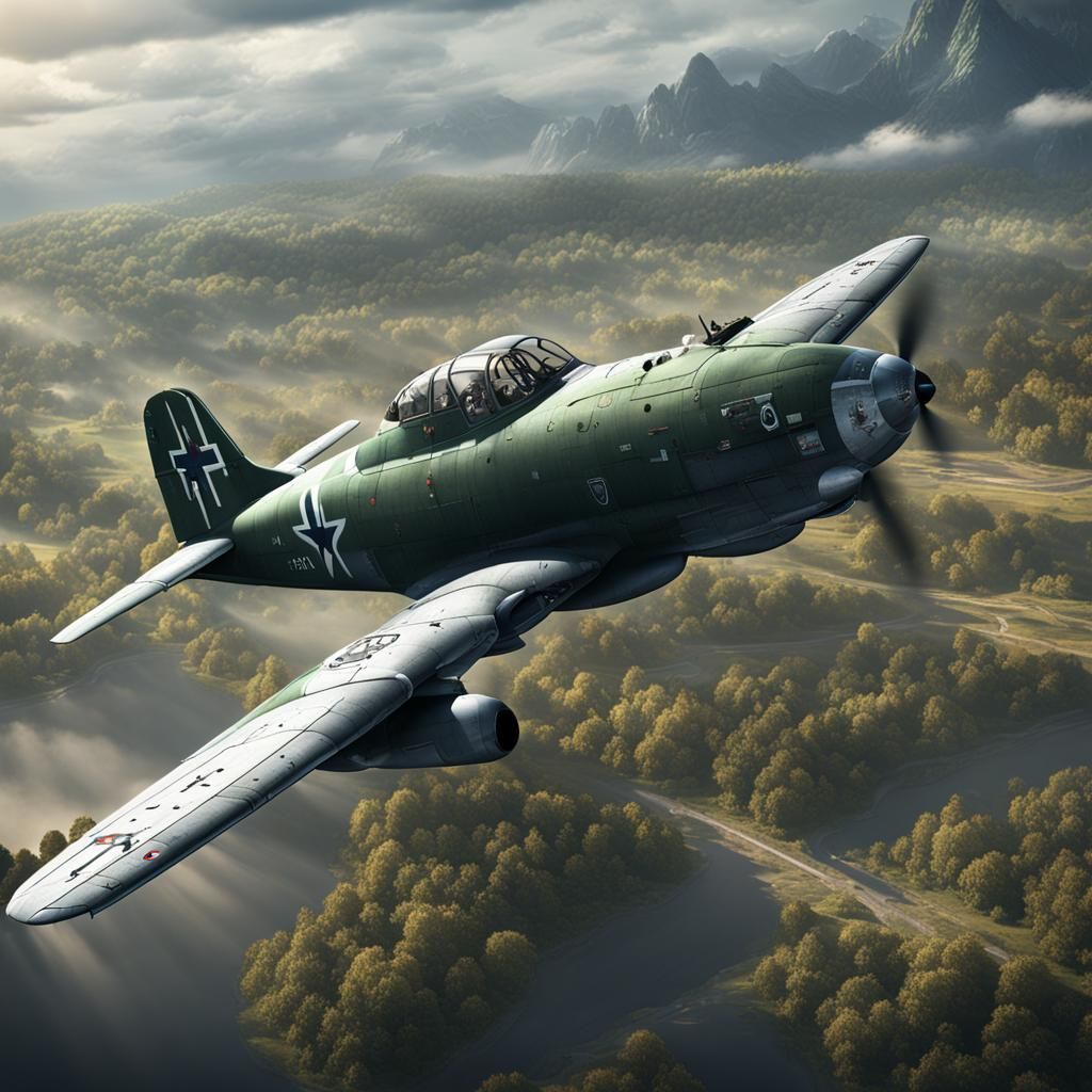 Me-262 German Jet in Flight: Matte Painting