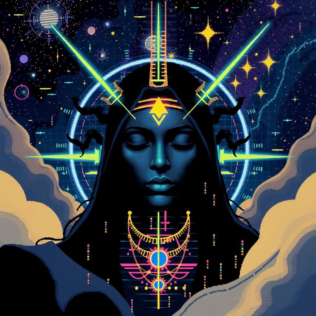 Maximalist Abstract Constellation with Glitch Effects