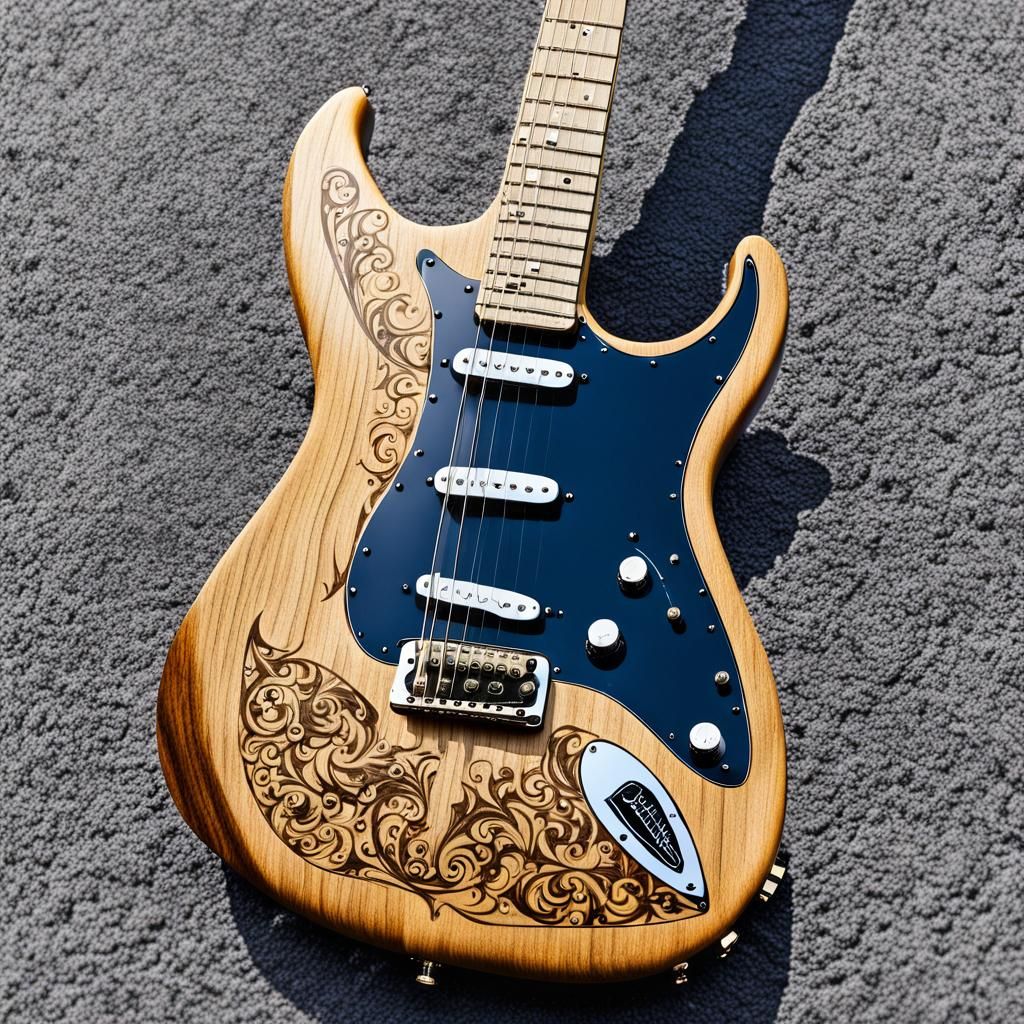 Modern Ash Wood Electric Guitar on Stage
