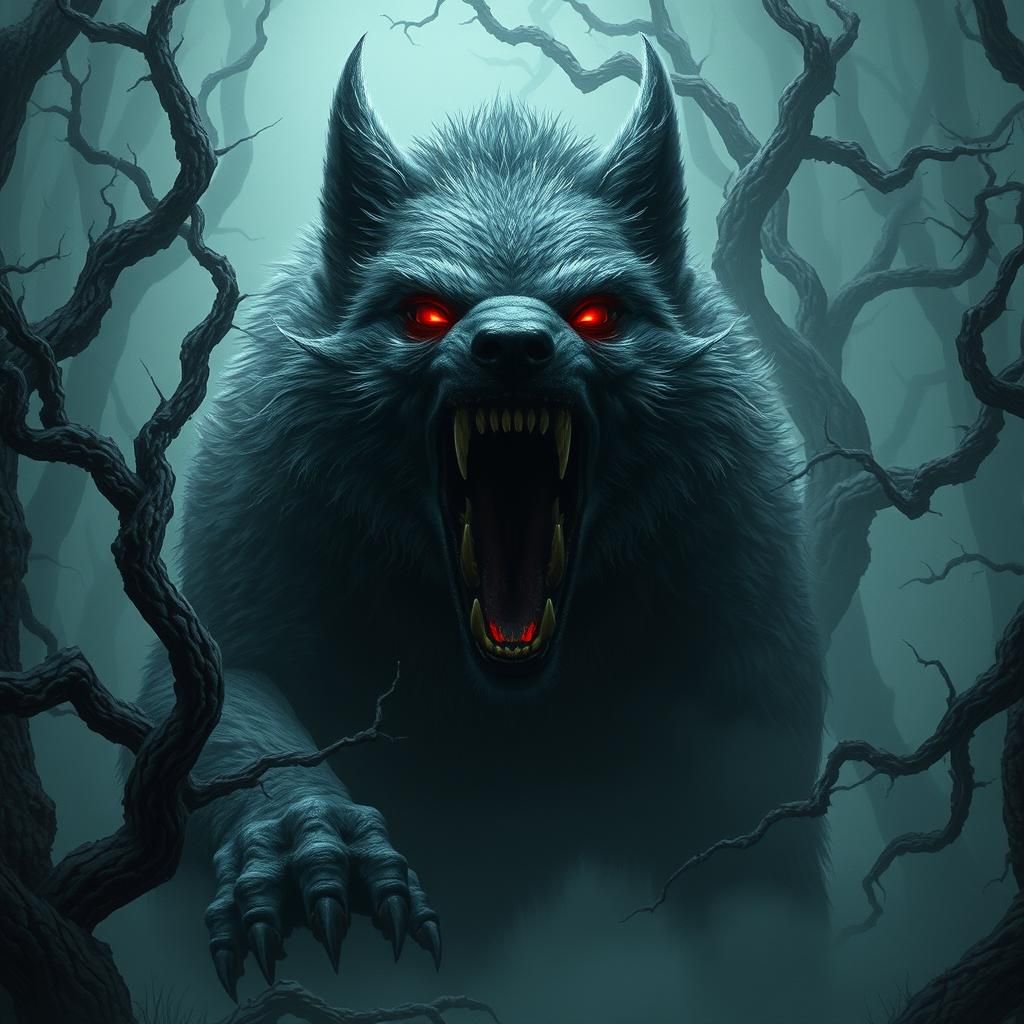 Fenrir: Norse Hell Wolf in Mystical Forest