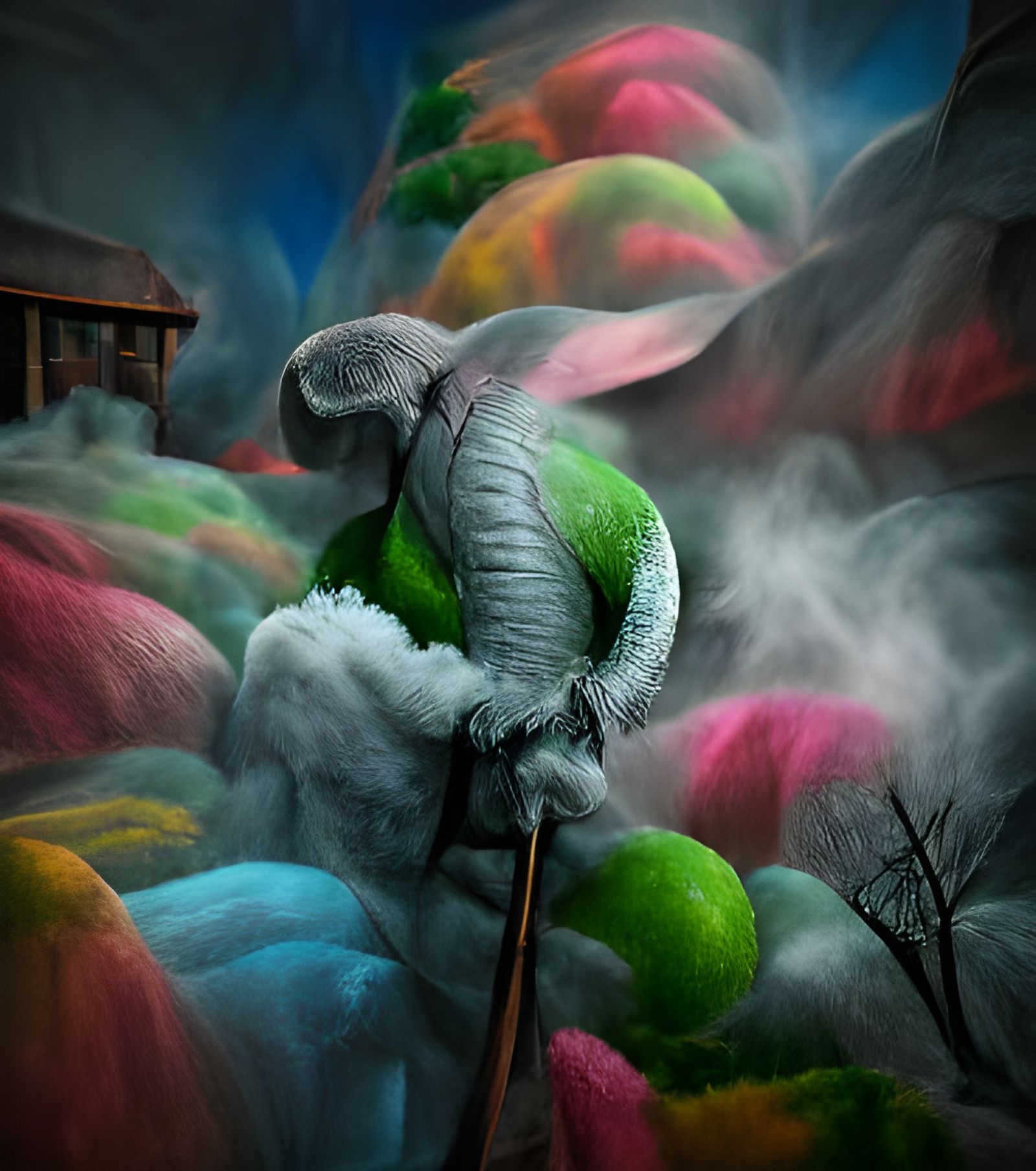 Chameleon in Glowing Neon Digital Art