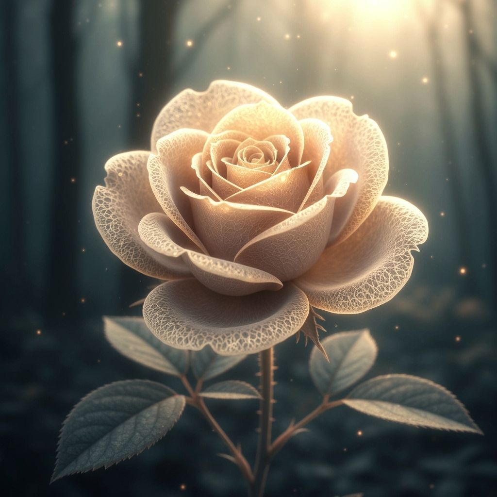 Ethereal Glowing Rose in Dreamy Digital Art Style