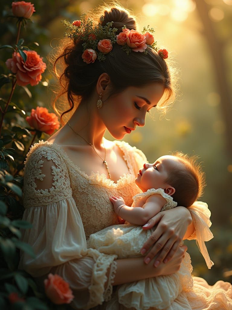 Victorian Mother and Child in Ethereal Matte Painting
