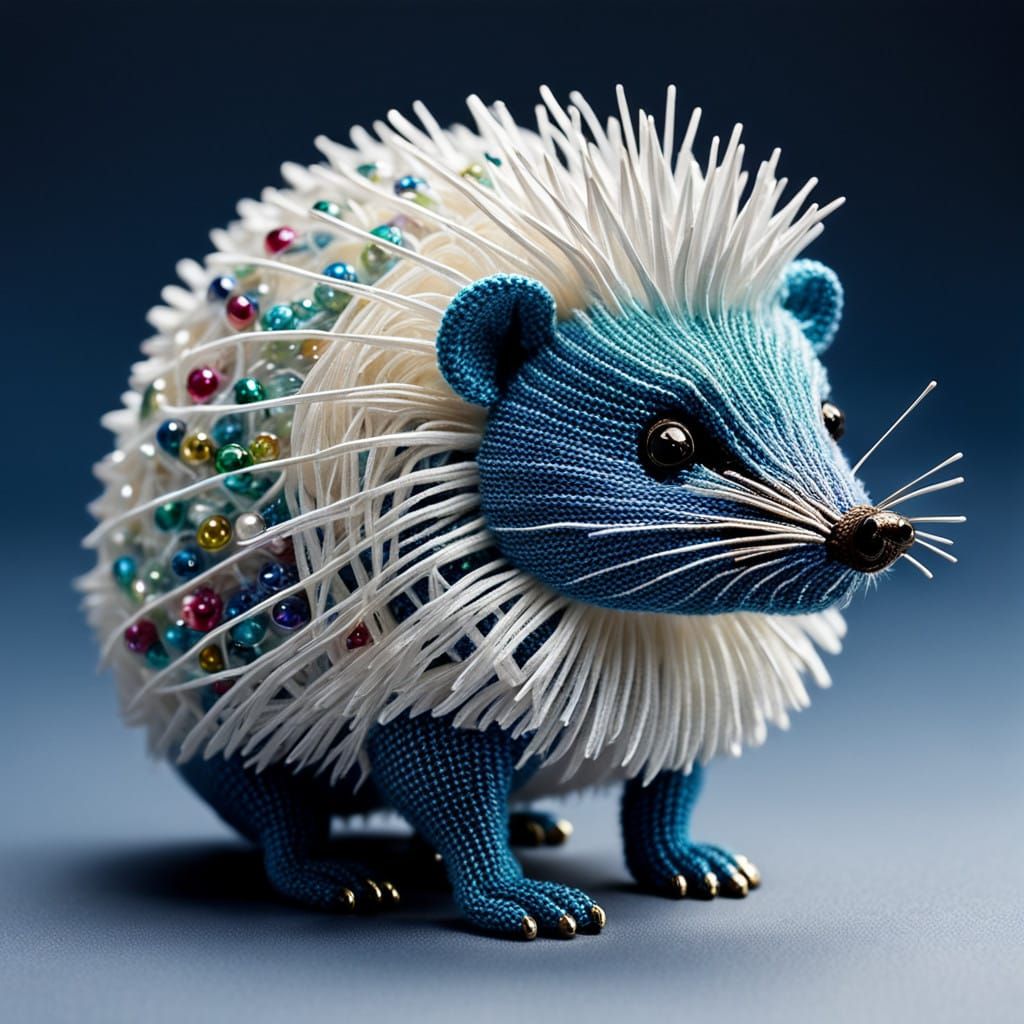 Delicate Crocheted Hedgehog in Pearlescent Hues