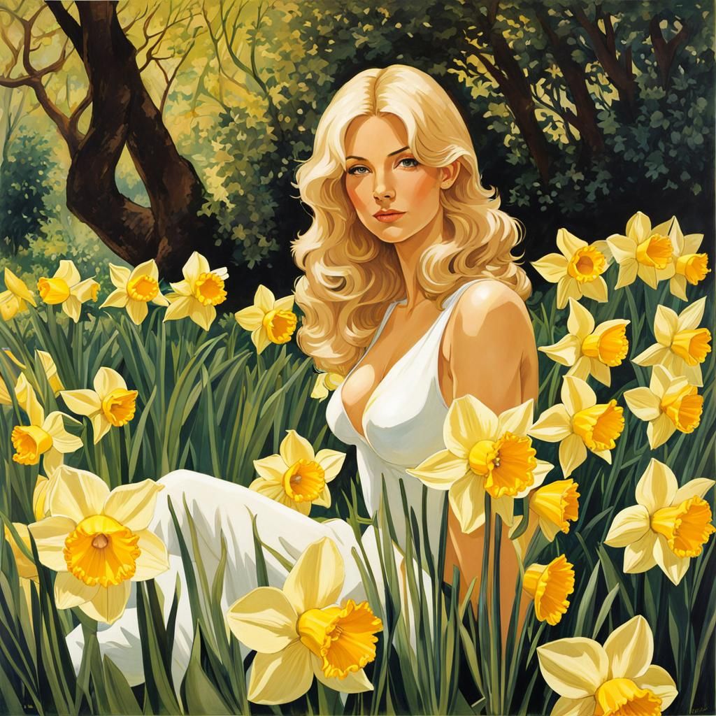 Daffodil Woman in Erotic Comic Style
