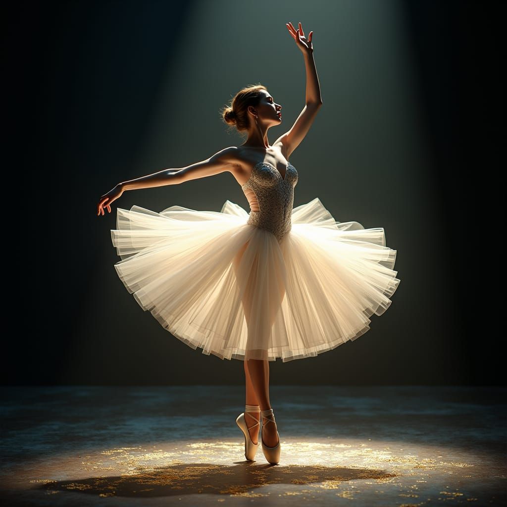 Ethereal Dancer in Glowing Spotlight: Fantasy Concept Art