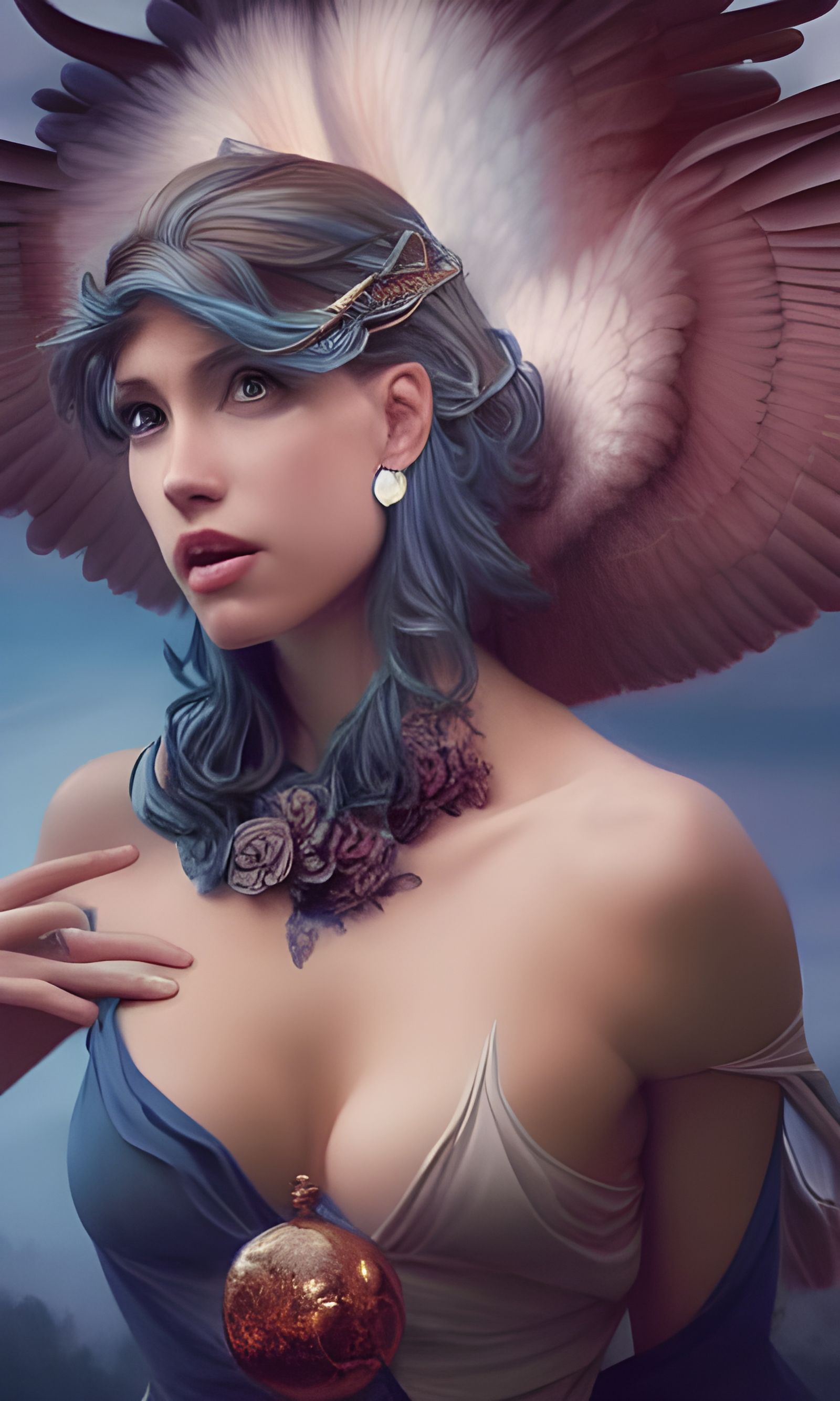 Detailed Harpy Concept Art in Art Nouveau Style