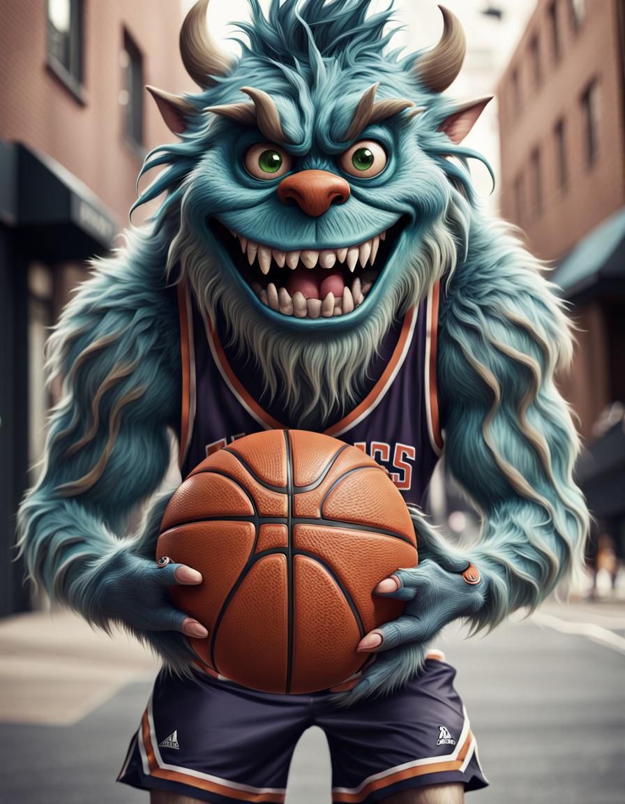 Furry Basketball Monster Supermodel in Street Style