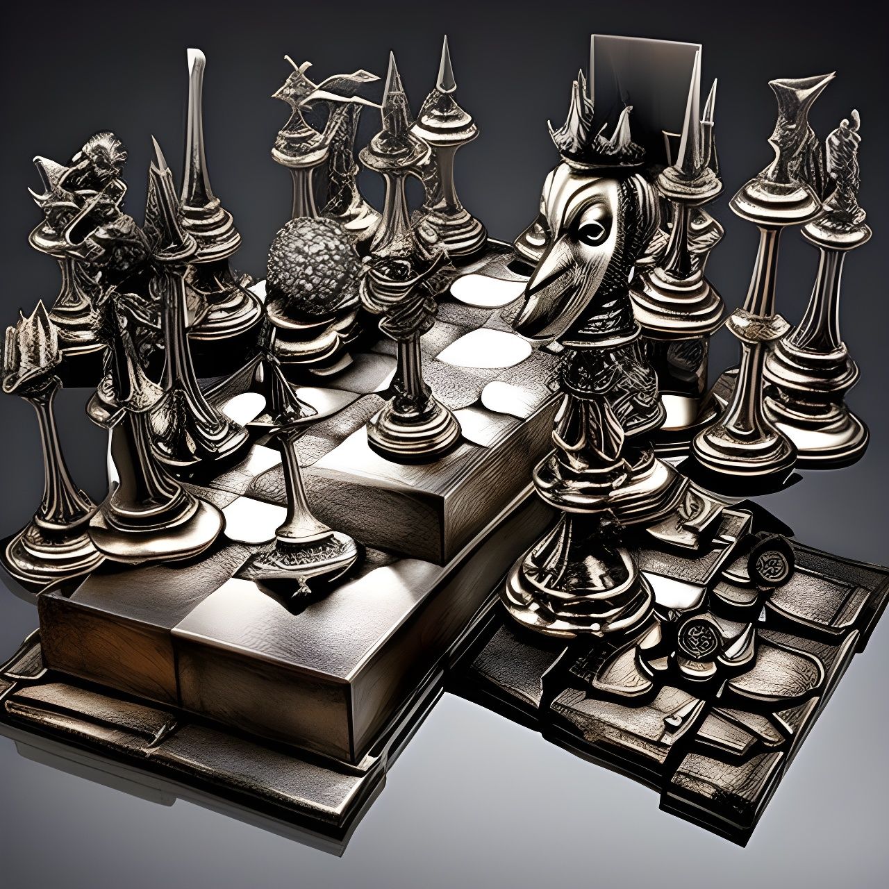 Alice in Wonderland Glass Chess Game