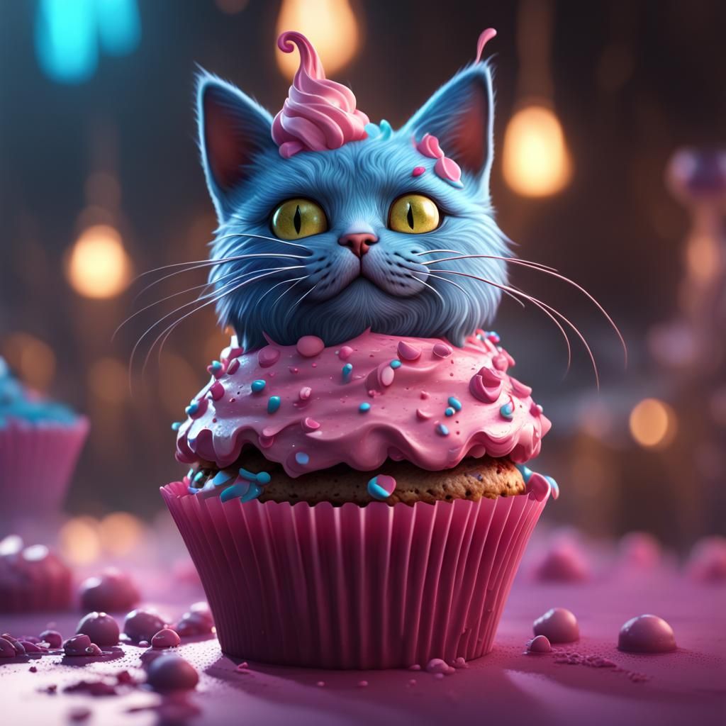 Cupcake Cat Fantasy Concept Art in 8K