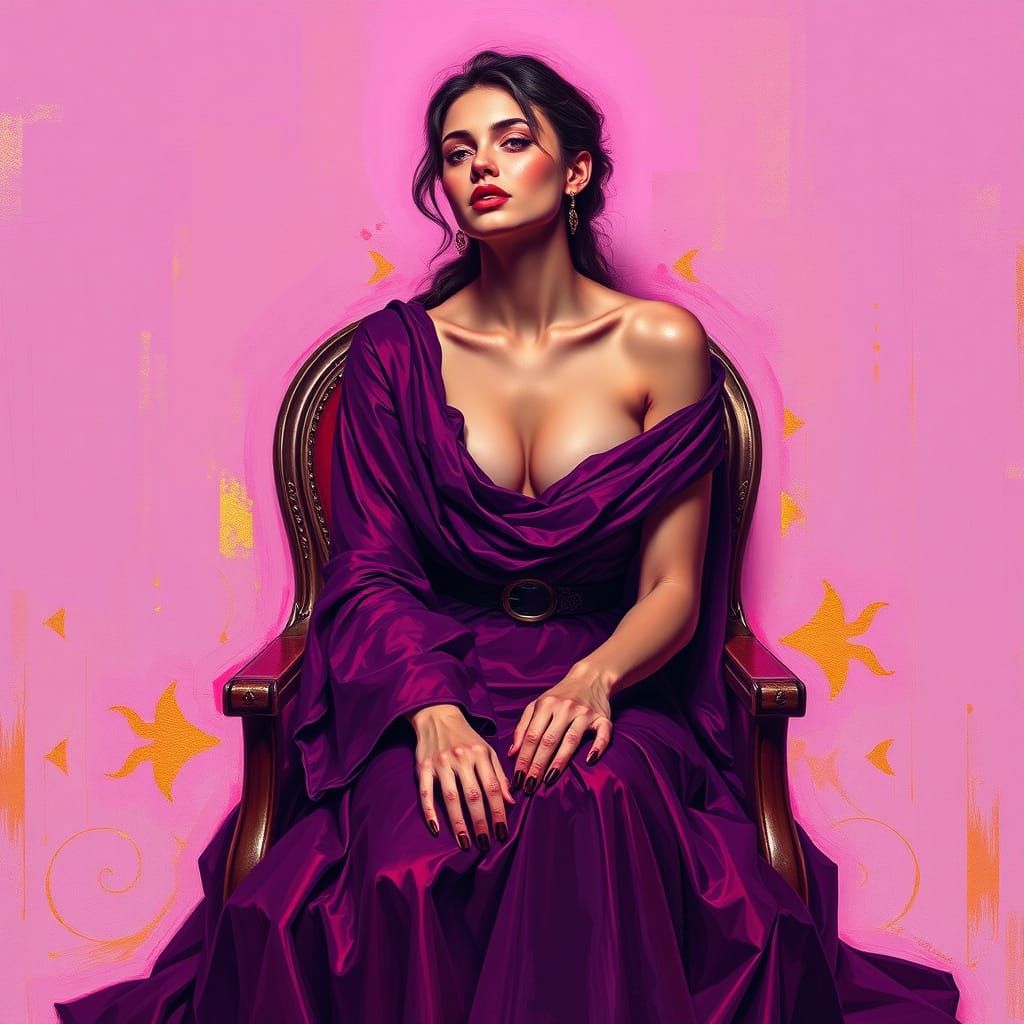 Surreal Woman in Gold Oil Digital Art