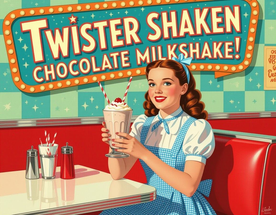 Dorothy at the Diner: A Whimsical Illustration