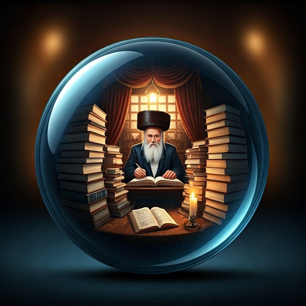 Ultra-Orthodox Scholar in Hyper-Realistic Art Deco Study Sce...