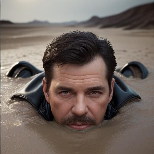 Leather Figures Submerged: a Hyperrealistic Portrait