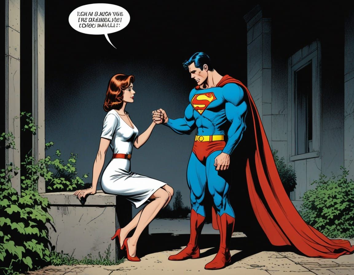 Superman Proposes Lois Lane in Retro Comic Book Style