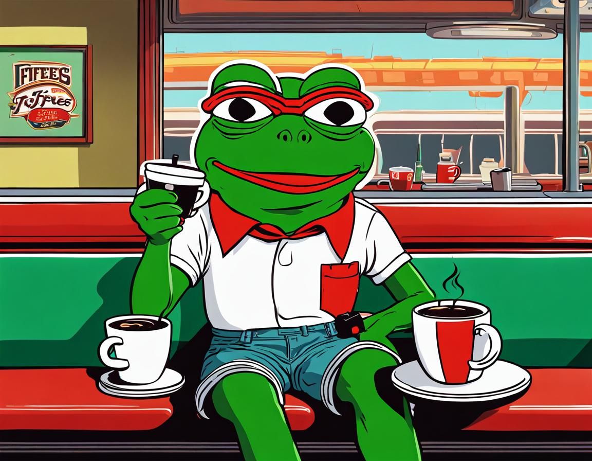 Pepe the Frog: Coffee Break in a 1950s Diner