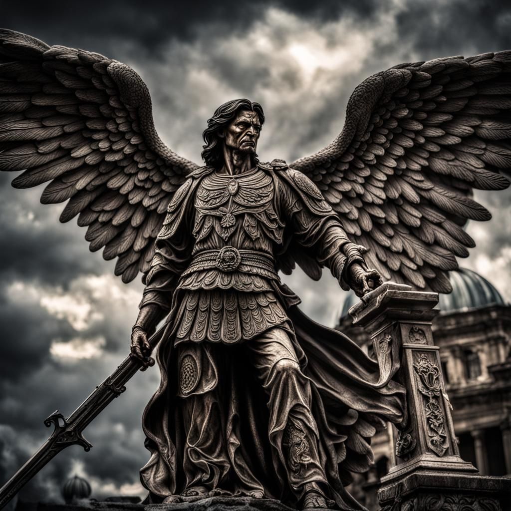 Hyperrealistic Angel of Vengeance in HDR