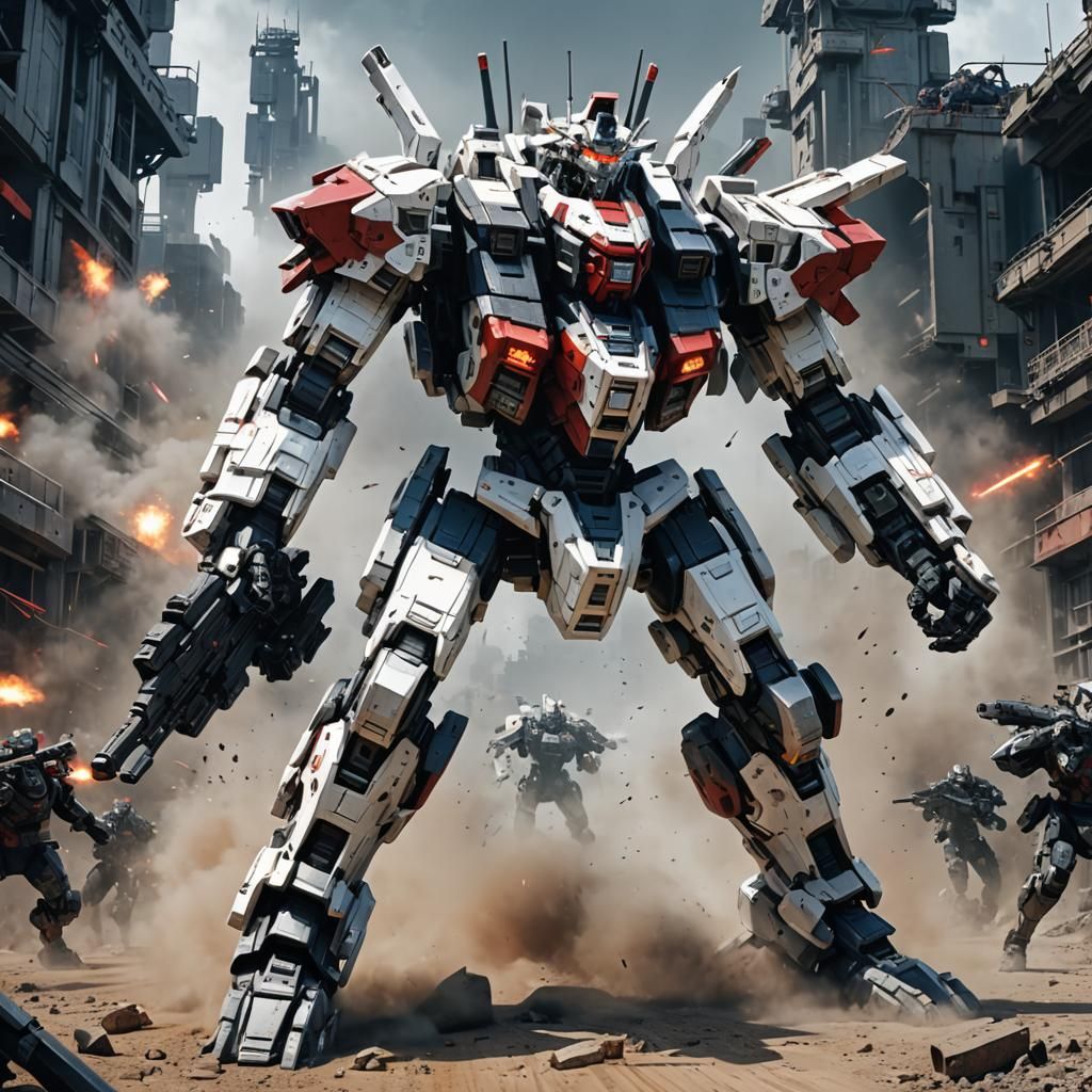 Armored Core Robot Running in Sci-Fi Scene