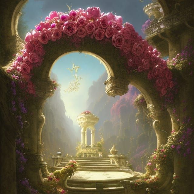 Fairytale Garden Arch in Detailed Surrealism