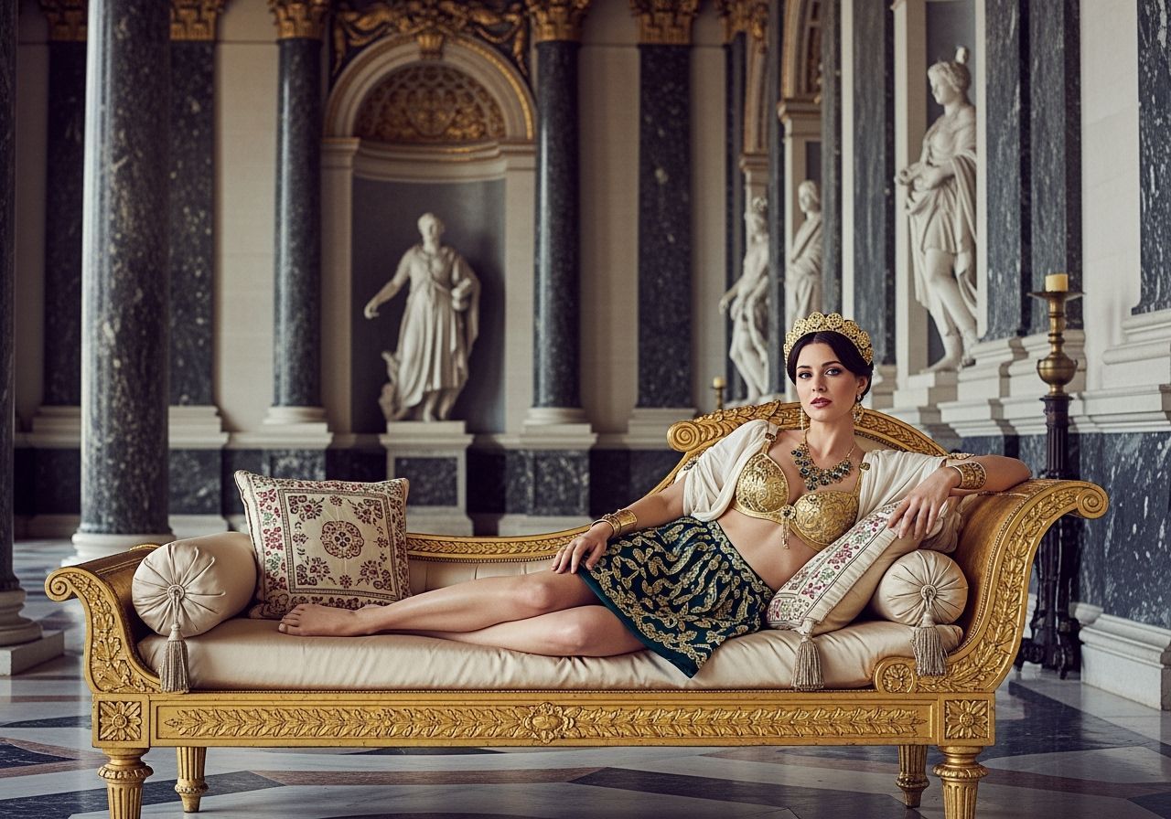 Roman Empress Lounging in Royal Palace, Professional Photogr...