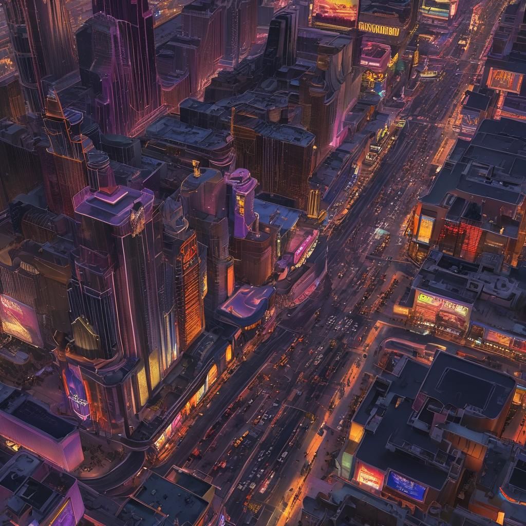Mystical Las Vegas Strip Sunset in Dark Fantasy Style