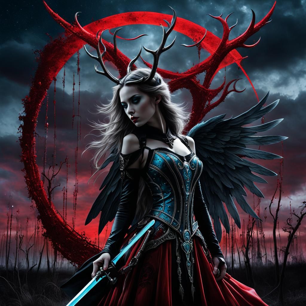 Bioluminescent Dagger Silhouette in Expressionist Style