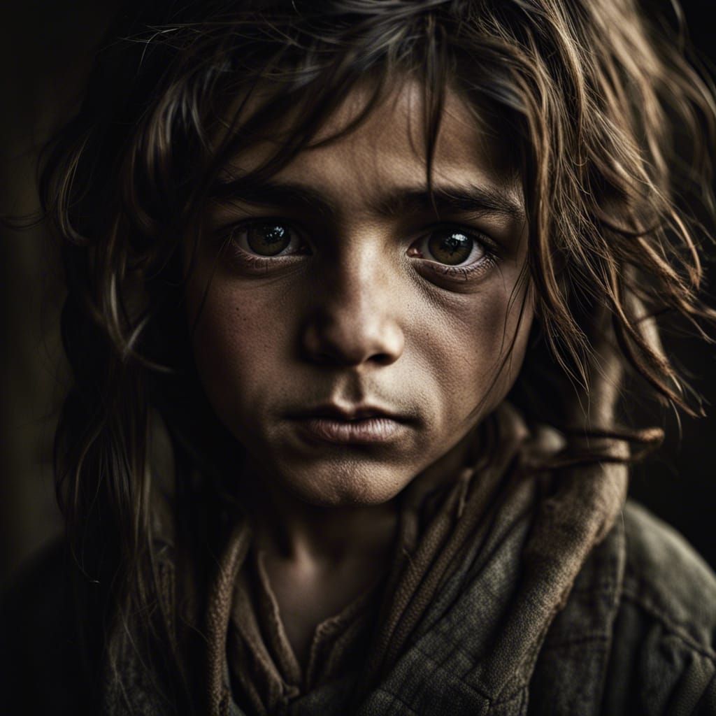 Striking Portrait of Kurdish Boy with Brown Eyes