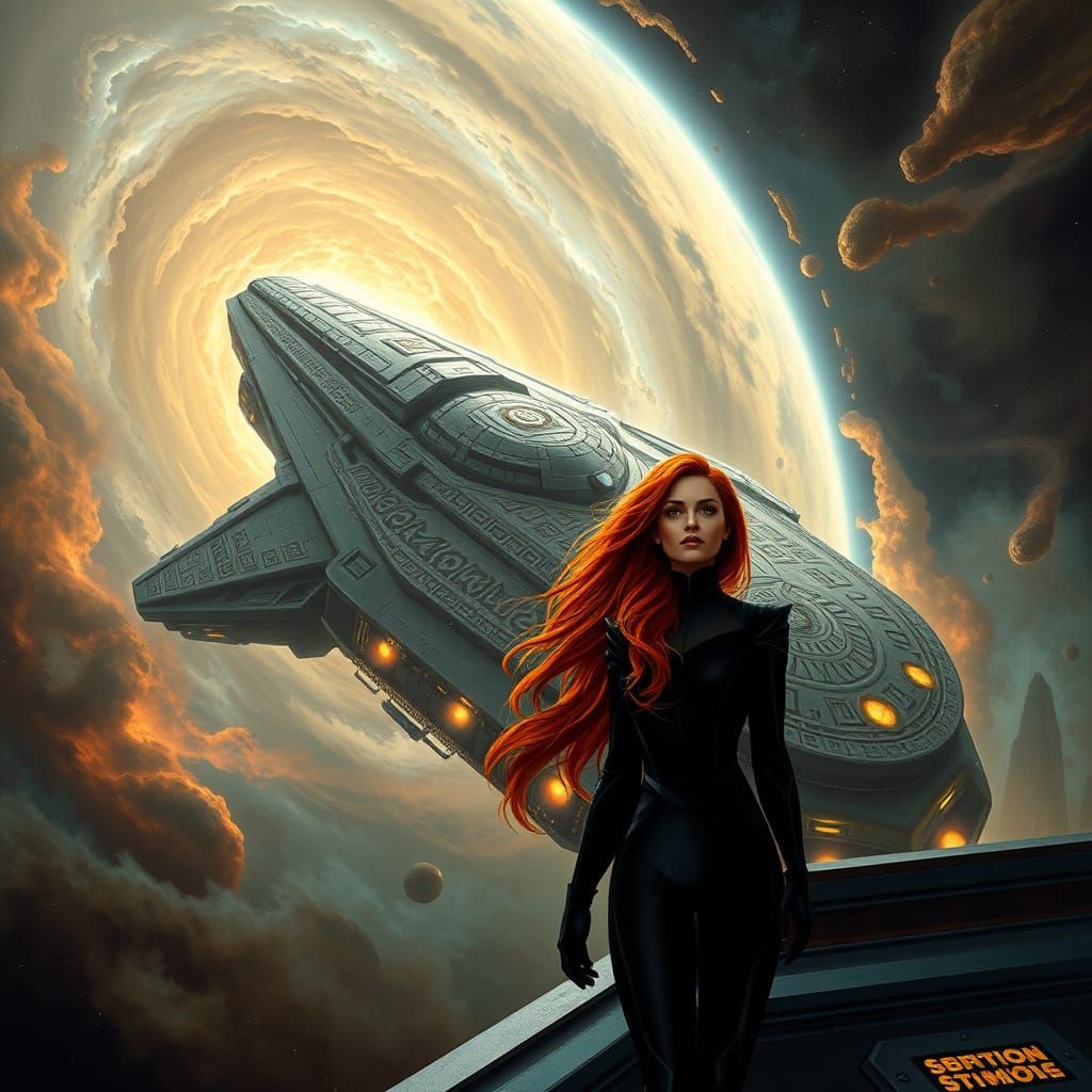 Ancient Spaceship Emerges from Nebula in Photorealistic Styl...