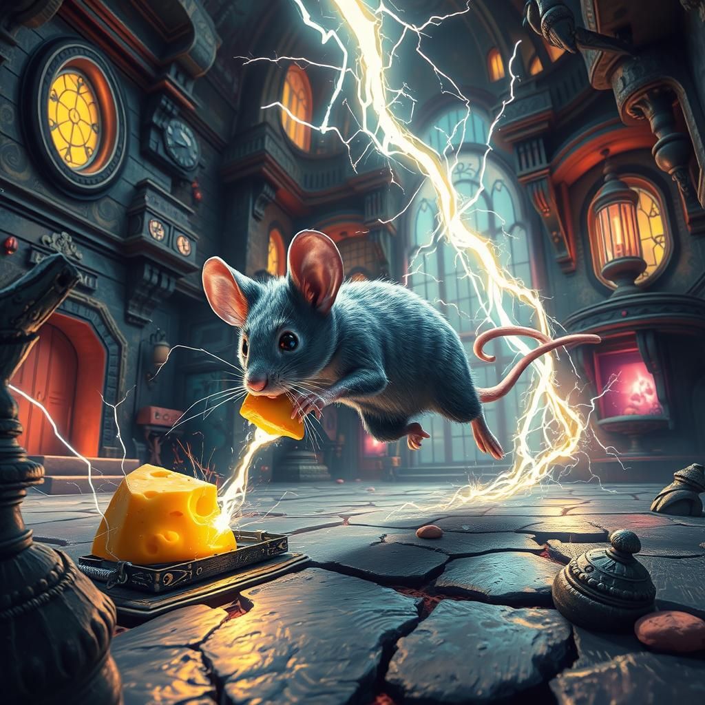 Electrifying Mouse Escapade in Mystical House