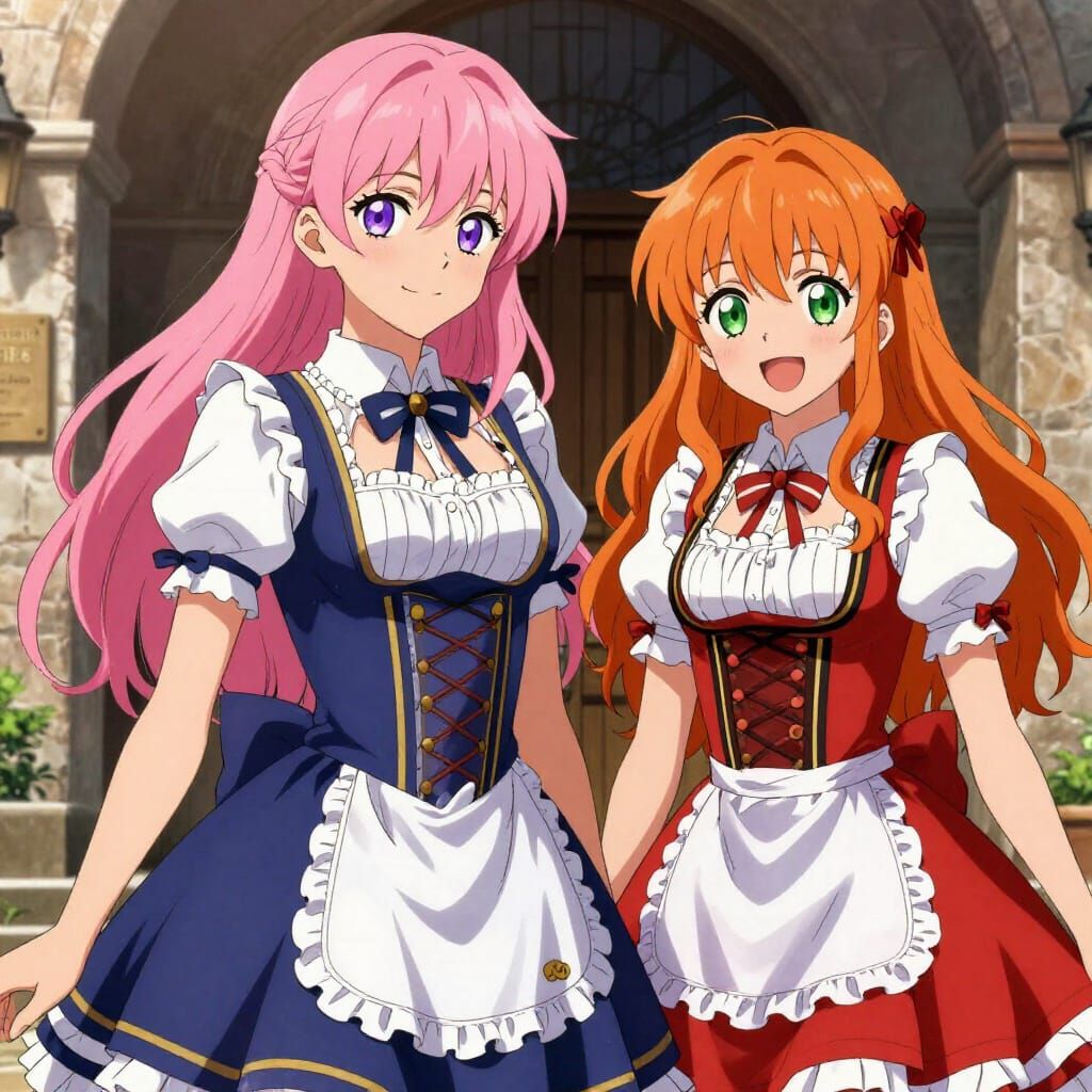 Anime Style Duo Exploring Germany in Alcohol Ink