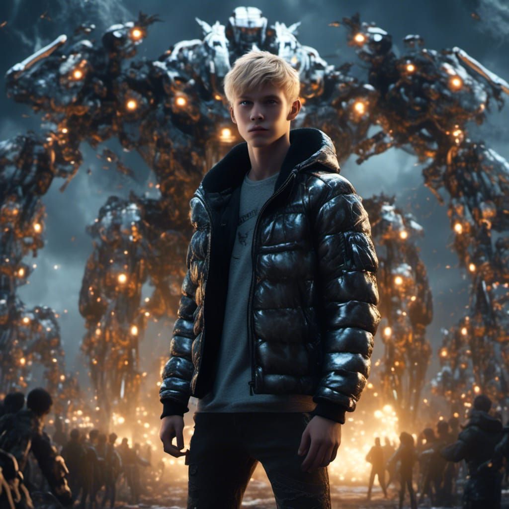 Handsome Cyborg Elf with Battle Mech