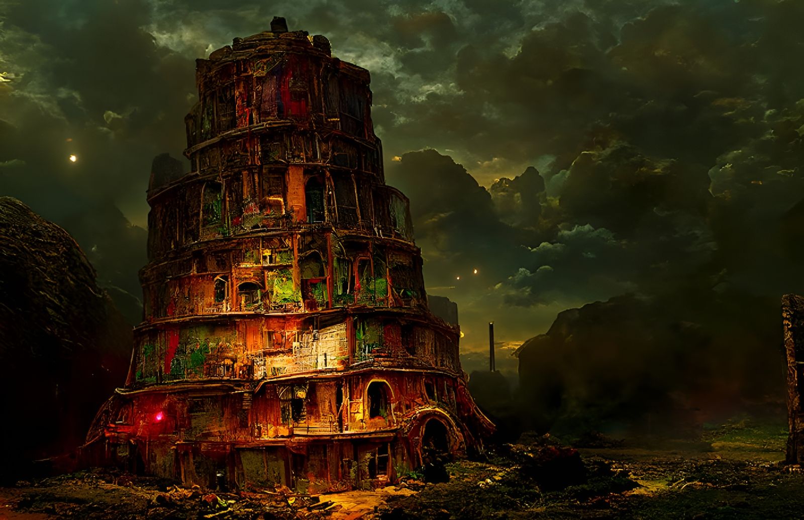 Ruined Tower of Babel: Digital Concept Art
