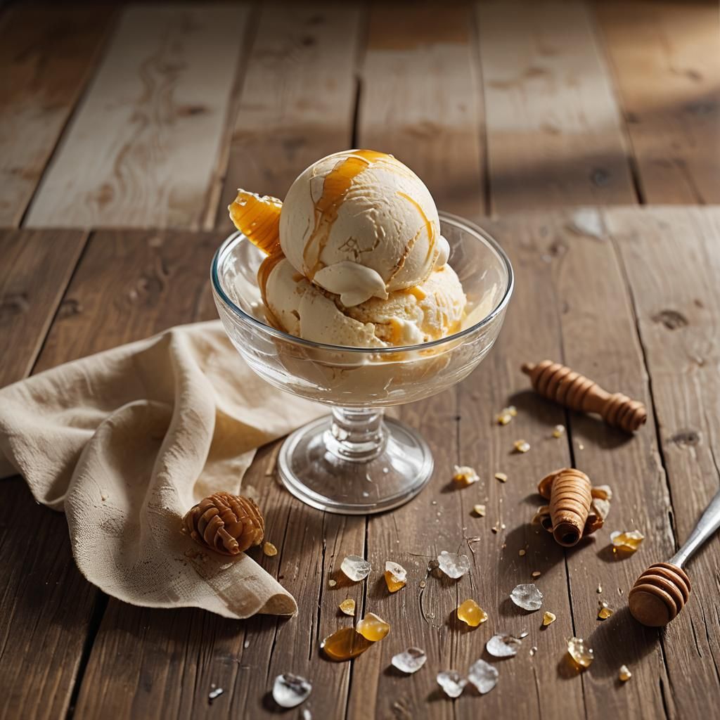 Honey Vanilla Bean Ice Cream Still Life