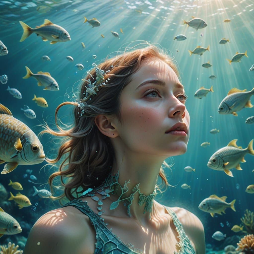 Serene Underwater Goddess in Dreamy Surrealism