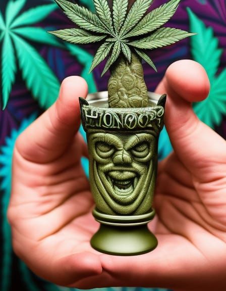 Happy Hippy Receives Stoner Trophy in Psychedelic Photo