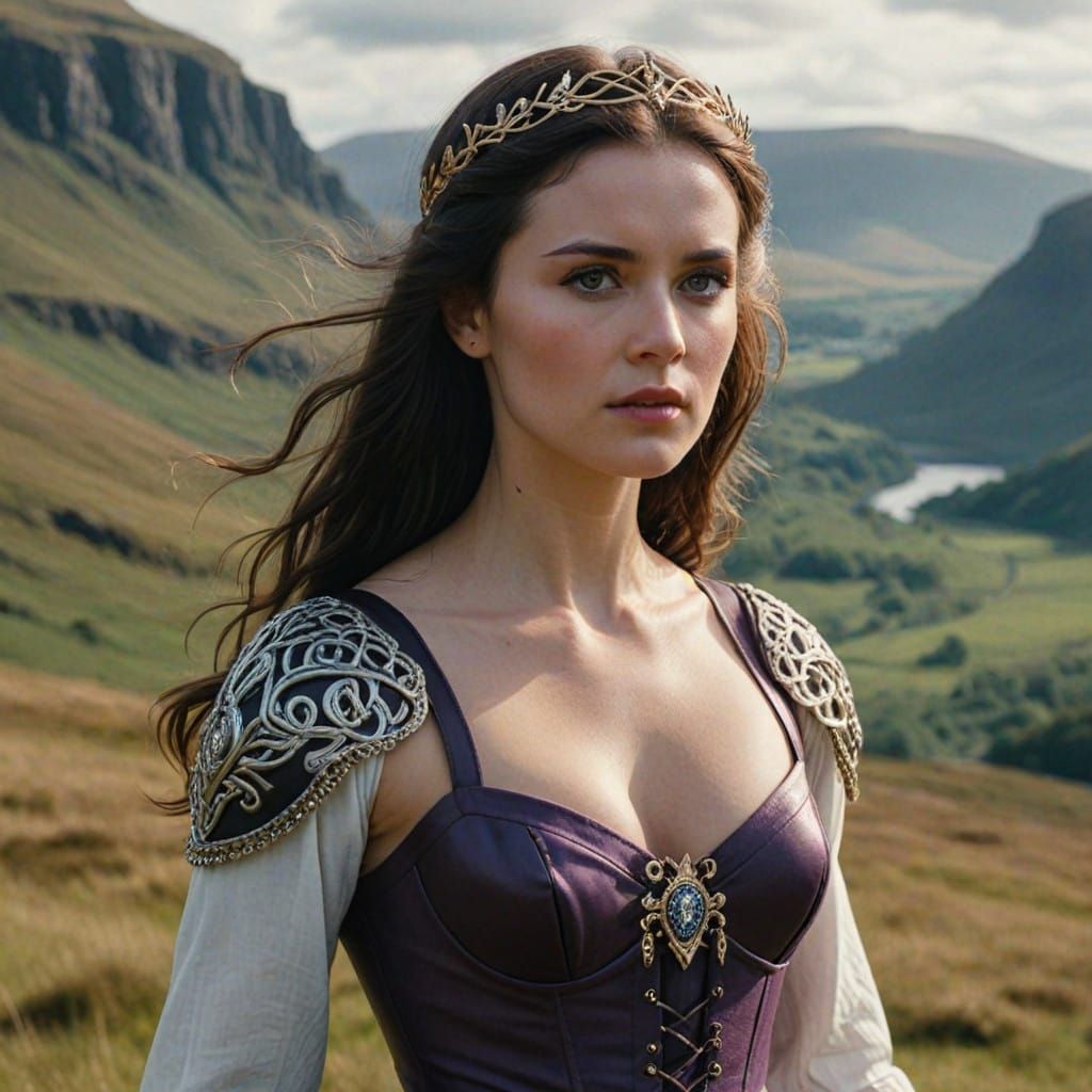 Elegant Celtic Noblewoman in Traditional Attire