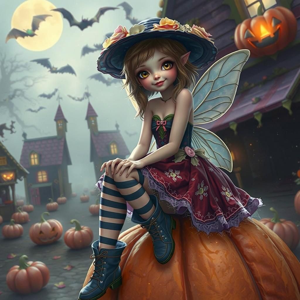 Halloween Fairy in Halloweentown, Digital Art