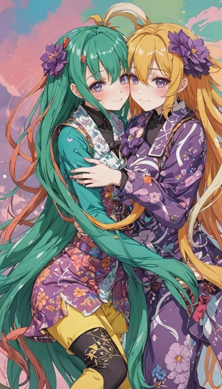 Innocent Anime Girls Share a Friendly Hug