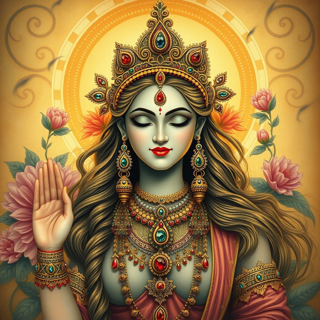 Serene Goddess Parvati in Golden Light