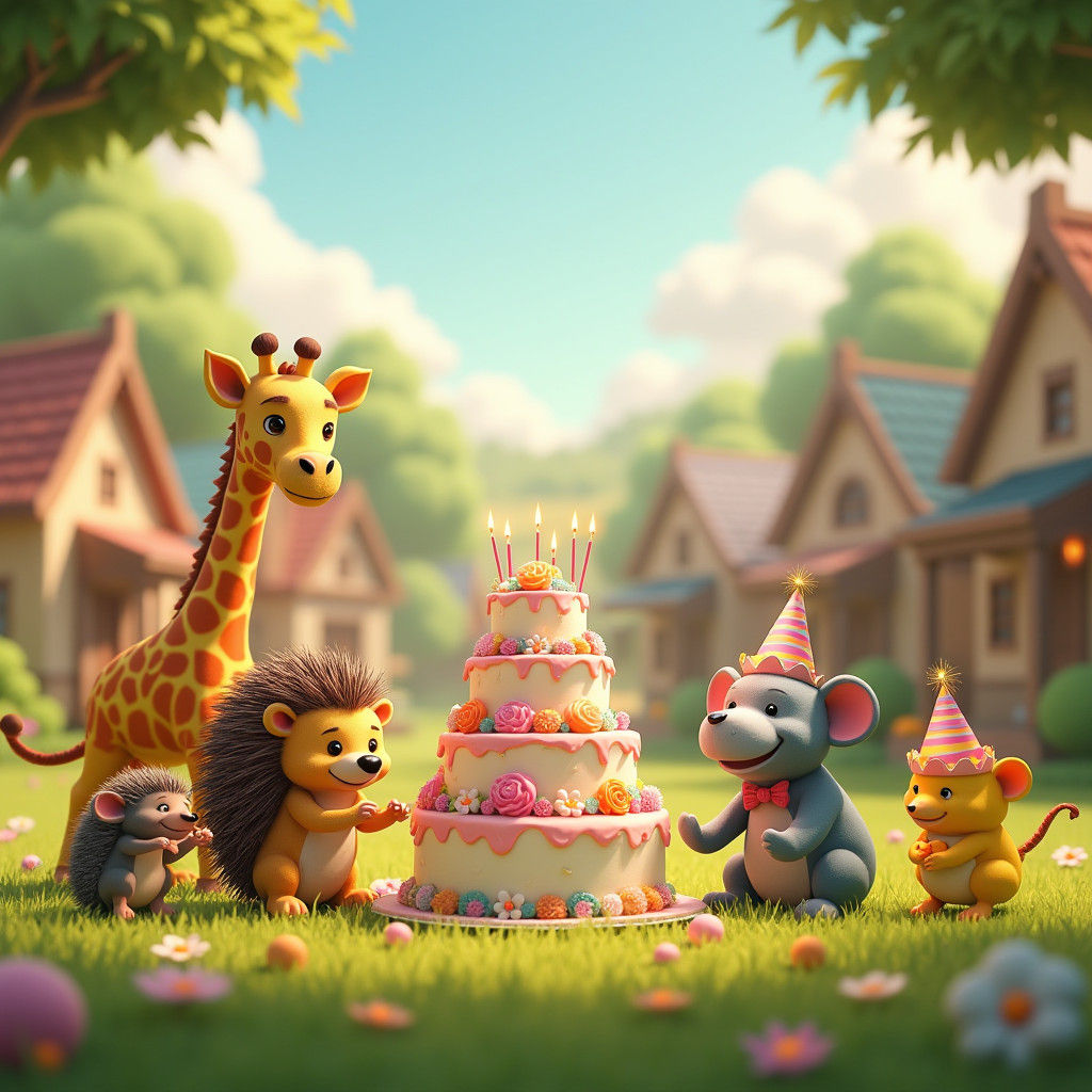 Animals Celebrate Birthday Party in Grassy Park