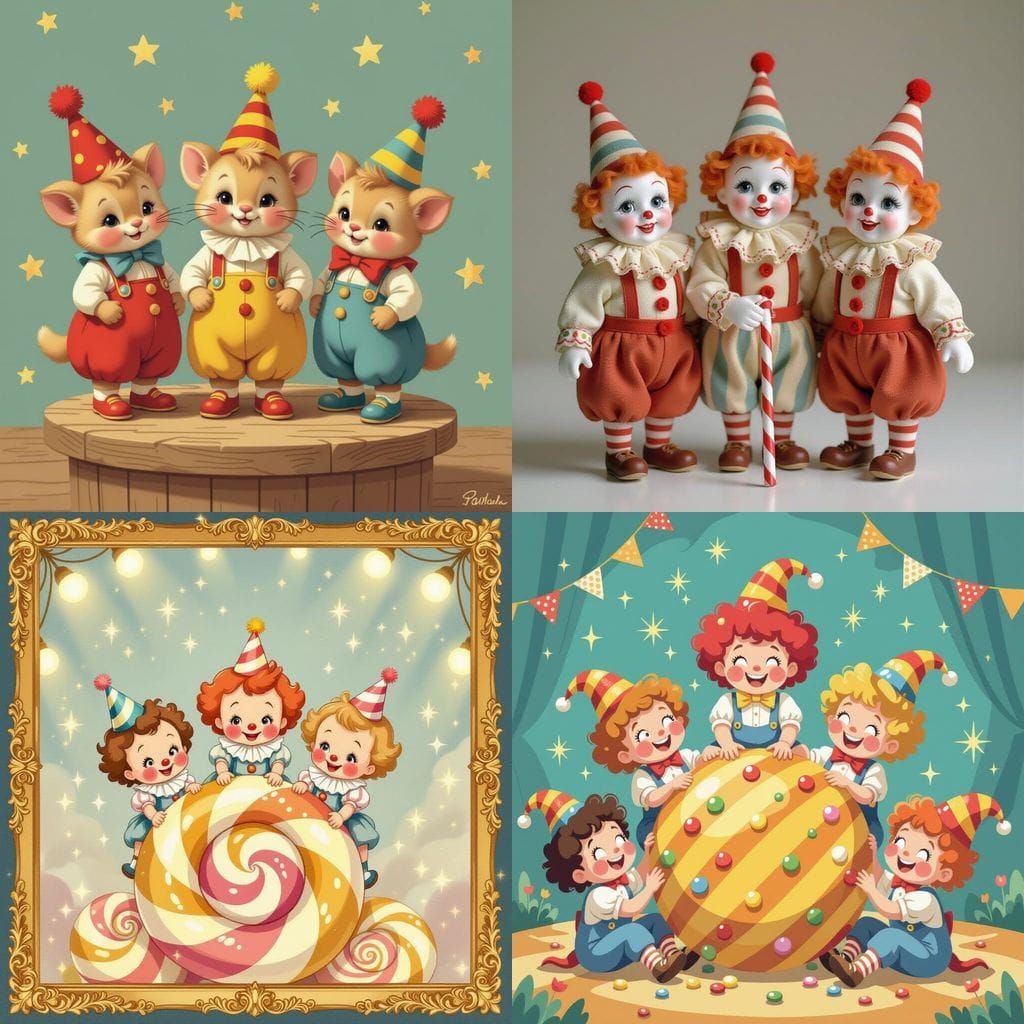 Cute Clowns on Candy Canes