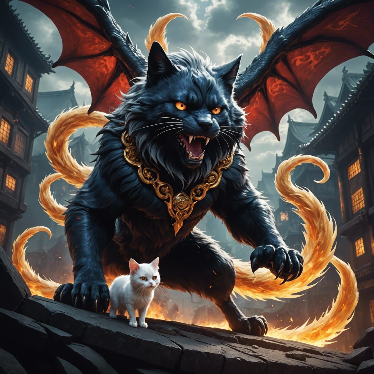 Three-Tailed Demon Creature in Kilala InuYasha Style