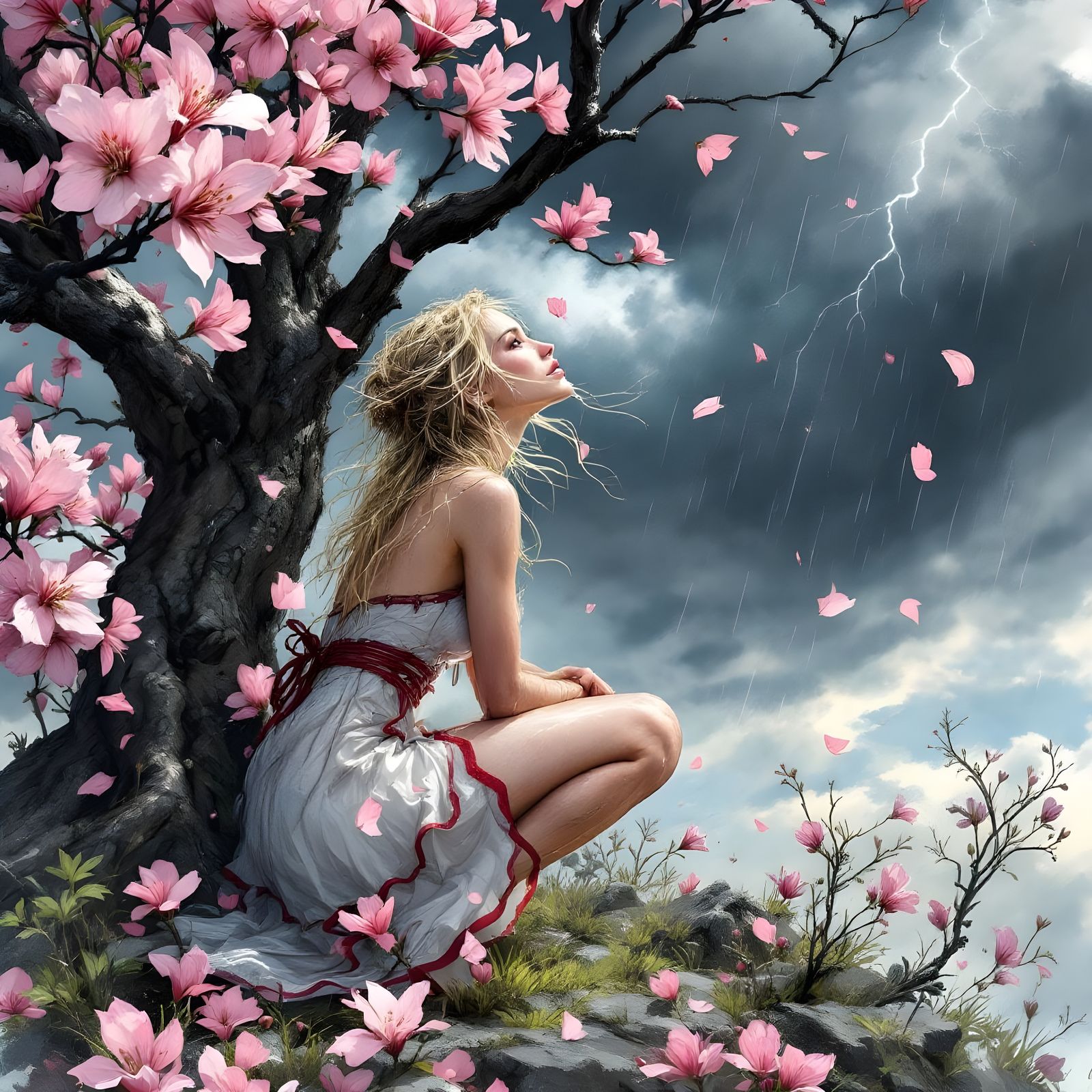 Norse Goddess of Love Under Stormy Skies