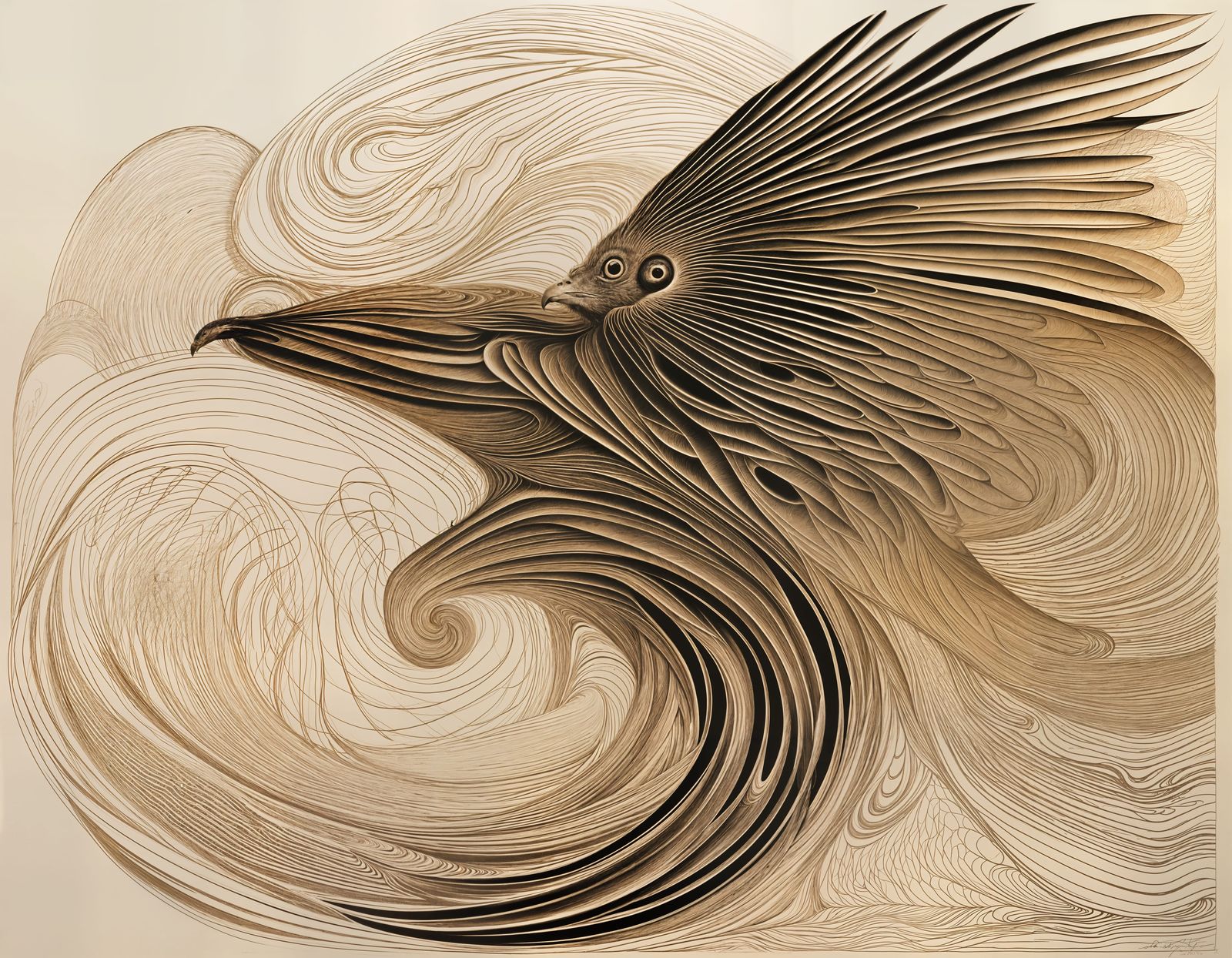 Abstract Eagle in Flight with Dreamcatcher