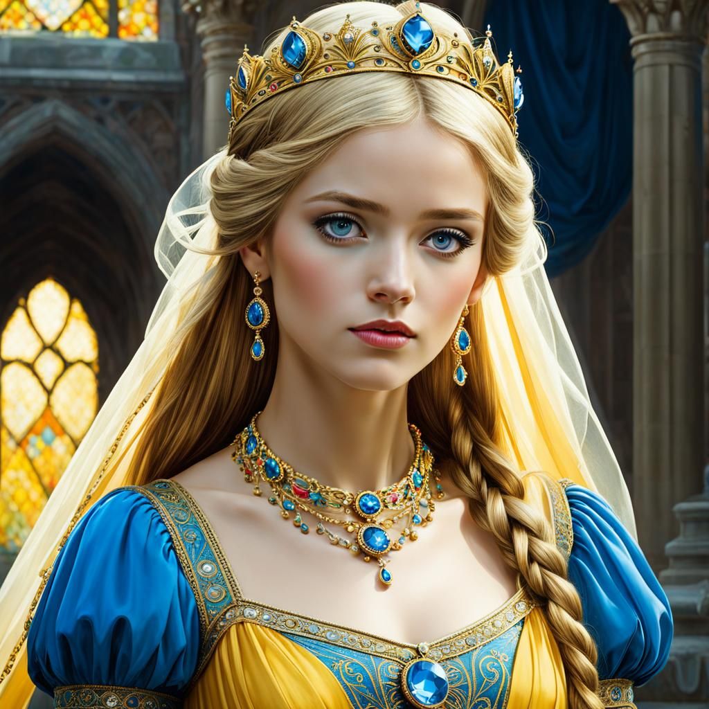 Radiant Medieval Princess in Waterhouse Style