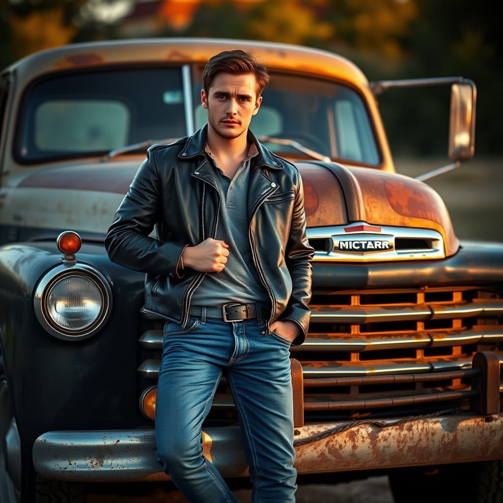 Vintage Truck Captured in Golden Hour Light